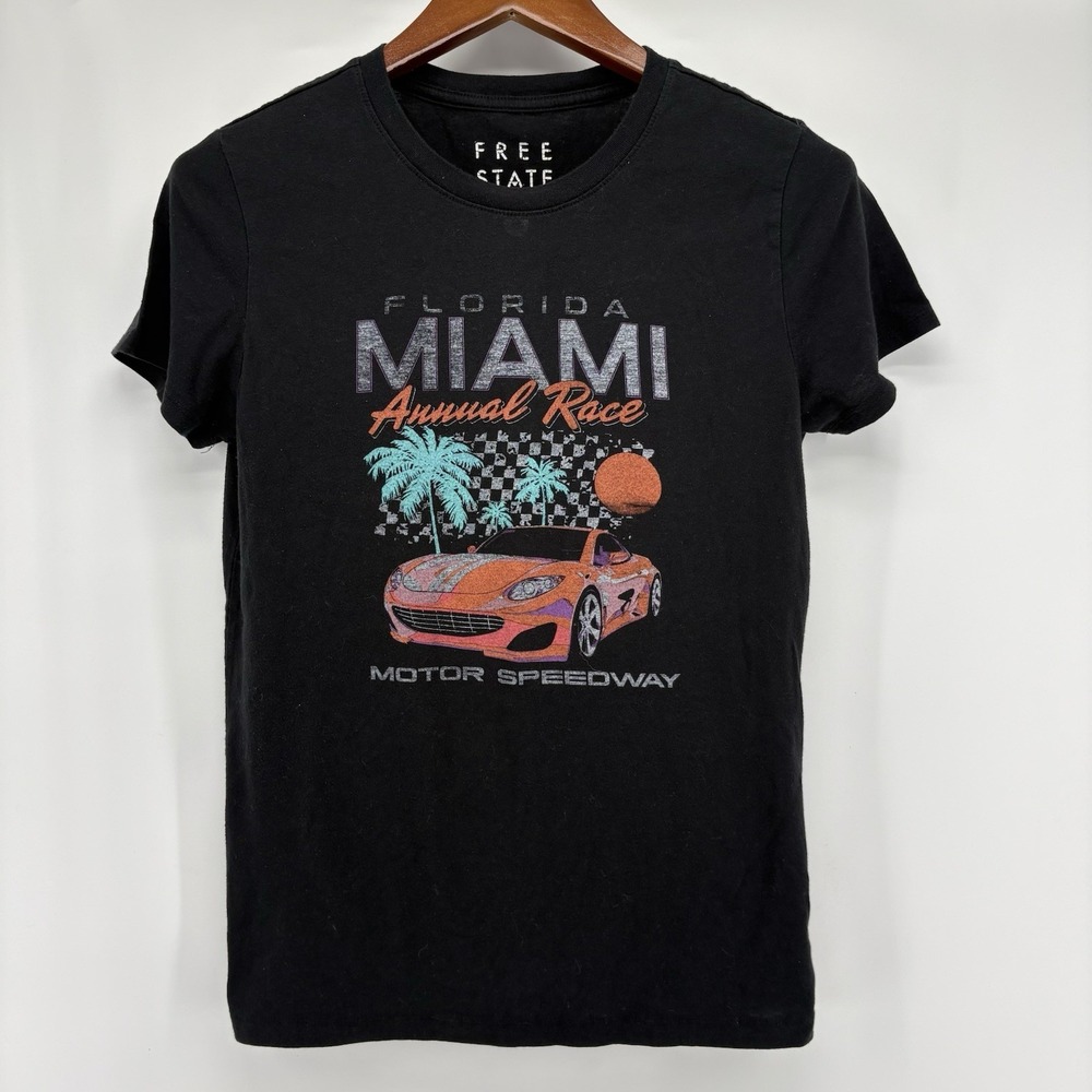 Free State Miami Racing Graphic T shirt Women's Size XL Black